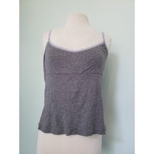 VTG Y2K Victoria's Secret‎ Women's XL Lace Tank Camisole Gray Lace Soft Stretch